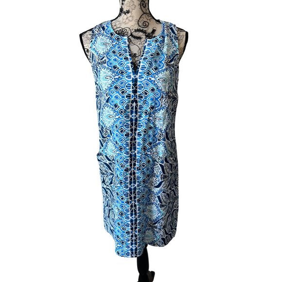 LILLY PULITZER Womens Blue Printed Shift Dress Sz 4 - Picture 3 of 7